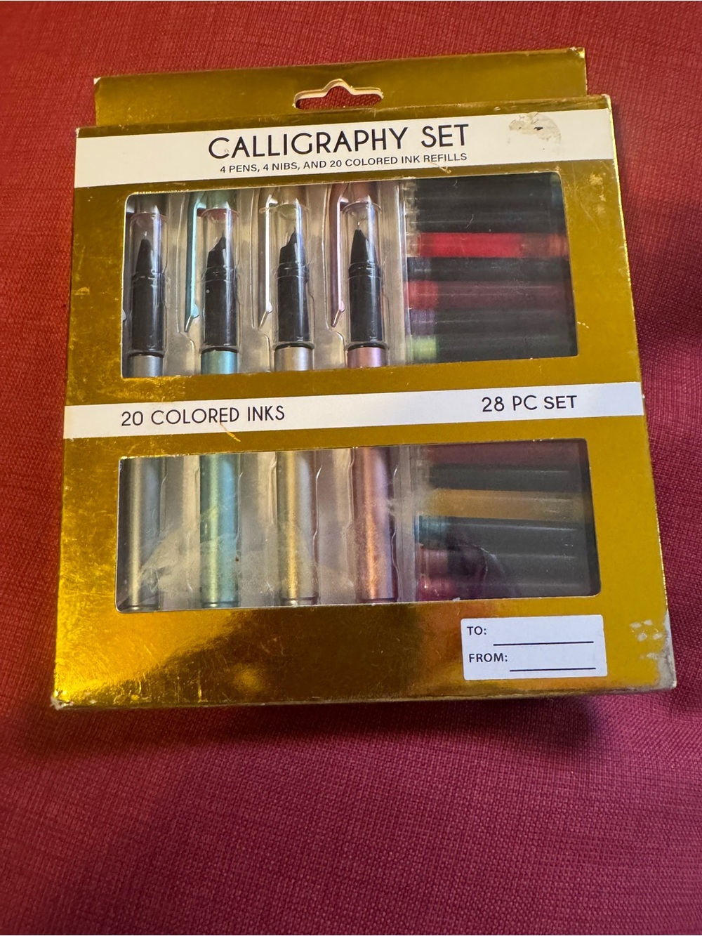 Calligraphy Set - Gold Finish with Multicolor Inks